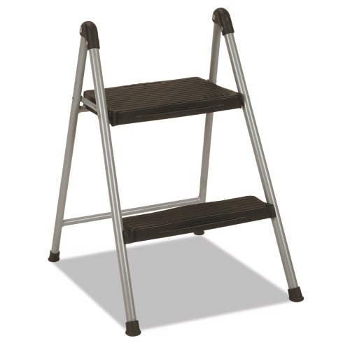 Taburete Plegable con Dos Escalones, Capacidad de Peso de 200 lb, Gris Frío